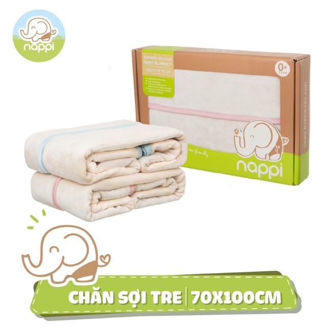 [Mã MKBC13 giảm 80k đơn 1 triệu] Chăn nhung sợi tre Nappi 70x100cm