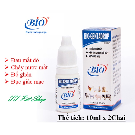 BIO-GENTADROP 10ml. Nhỏ mắt chó mèo gà