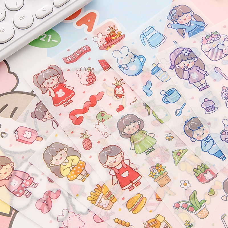 Set 4 Tờ Sticker Hoạt Hình Dán Trang Trí Sổ Tay DIY