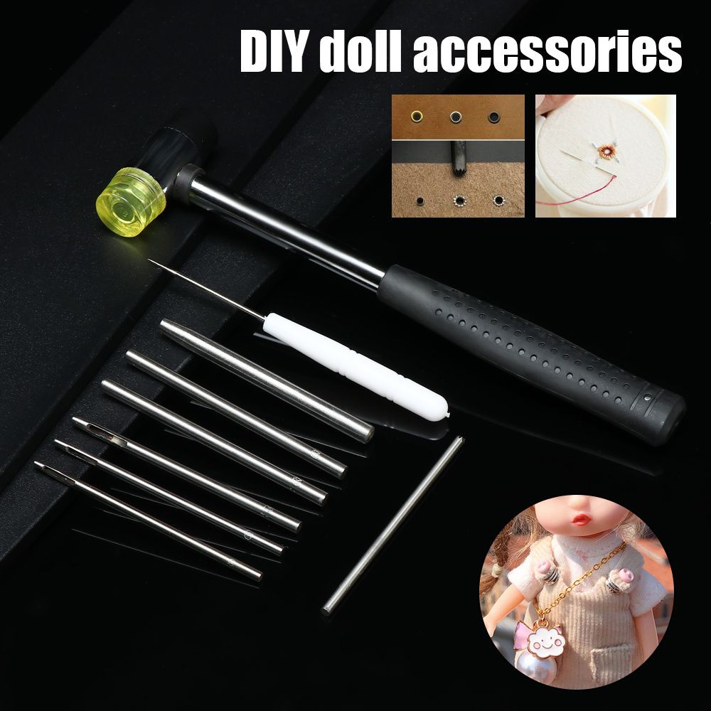 Dụng cụ đục lỗ gắn đinh tán mini hình nấm cho túi/ giày búp bê nhiều kiểu tùy chọn