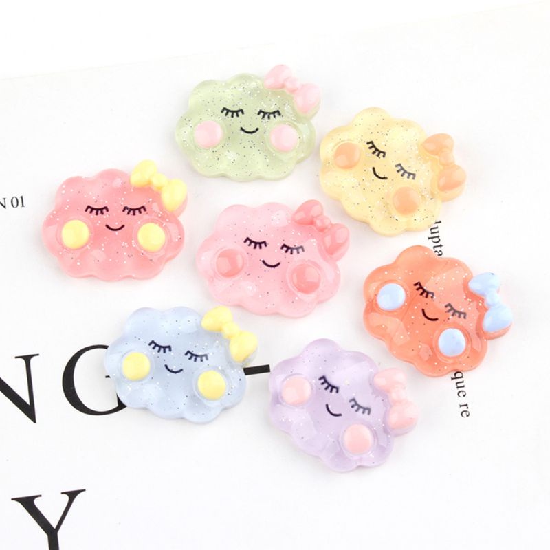 Set 30 Phụ Kiện Trang Trí Tóc Hình Đám Mây / Mặt Cười Màu Sắc Ngọt Ngào DIY