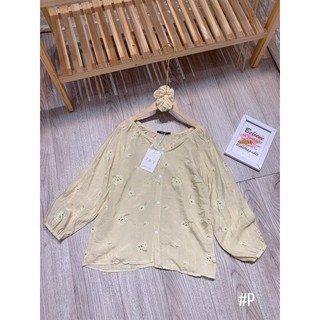 SALE áo thêu hoa tay bồng kèm chun