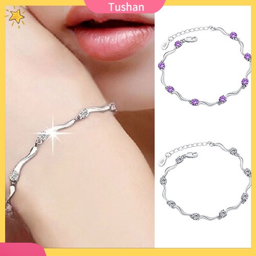 Vòng tay mạ bạc 925 đính đá xinh xắn