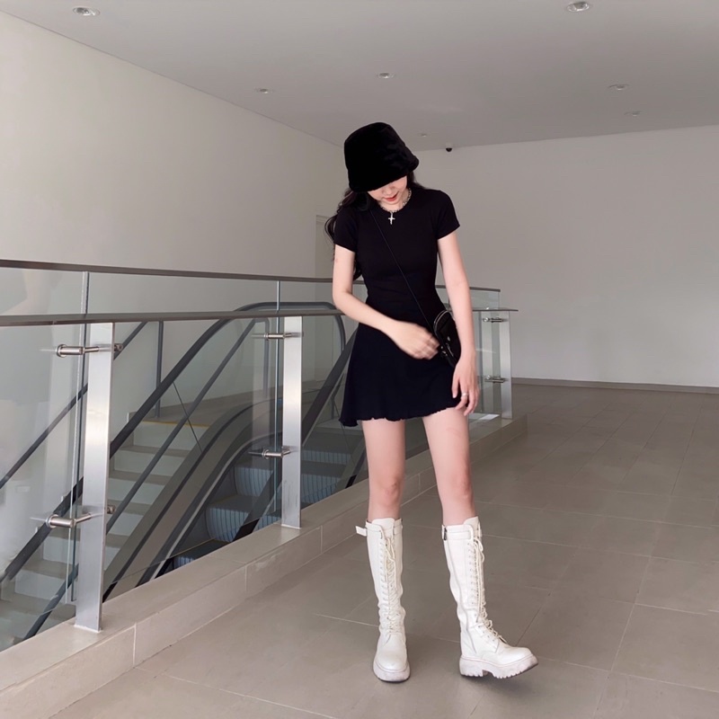 ĐẦM ĐEN THUN DÀY DÁNG XOÈ BASIC