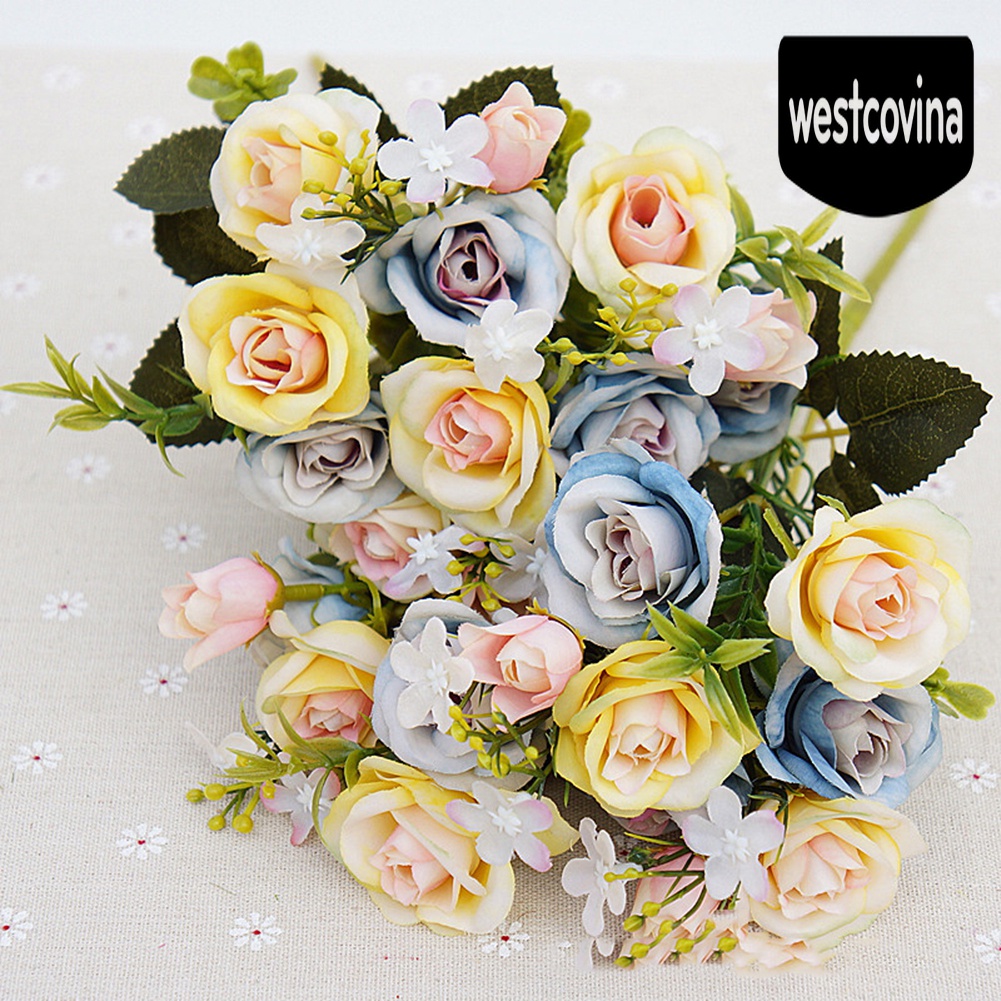 [Hot]☀ 1 Bó Hoa Gồm 10 Bông Hoa Hồng Giả Theo Phong Cách Hoàng Gia Châu Âu