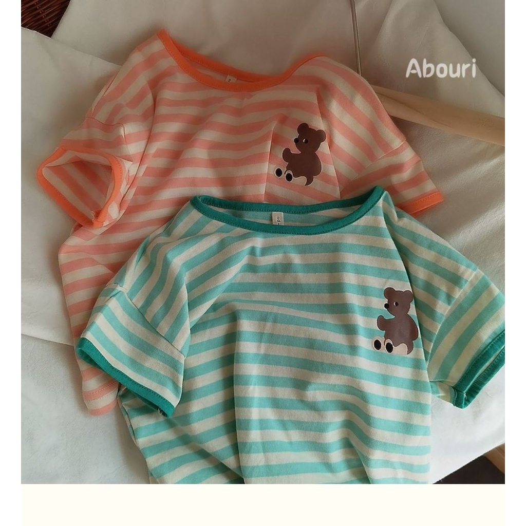 Set Áo Thun Ngắn Tay Sọc Ngang + Quần Short Kẻ Sọc Thời Trang Mùa Hè Mới Cho Bé Trai