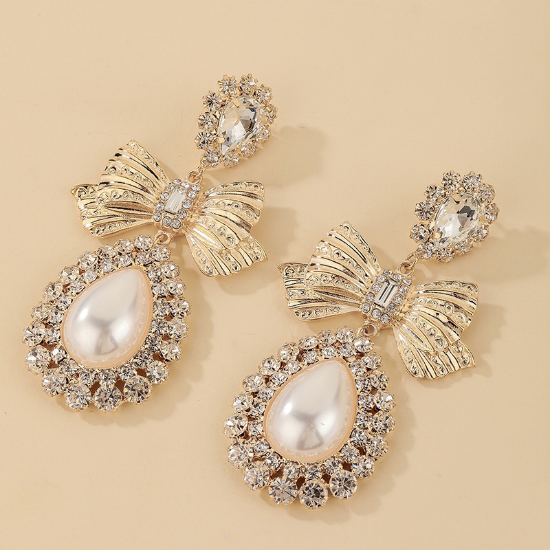 Bông Tai Bạc 925 Hình Nơ Đính Đá Ngọc Trai Phong Cách Thời Trang Hàn Quốc