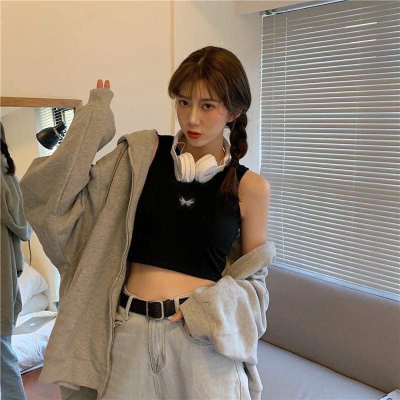 [ BAO GIÁ SHOPEE ] Áo Croptop Sát Nách Hoạ Tiết Thiêu Hình Bướm Trước Ngực Thời Trang Nữ Mùa Hè - Áo Croptop | BigBuy360 - bigbuy360.vn
