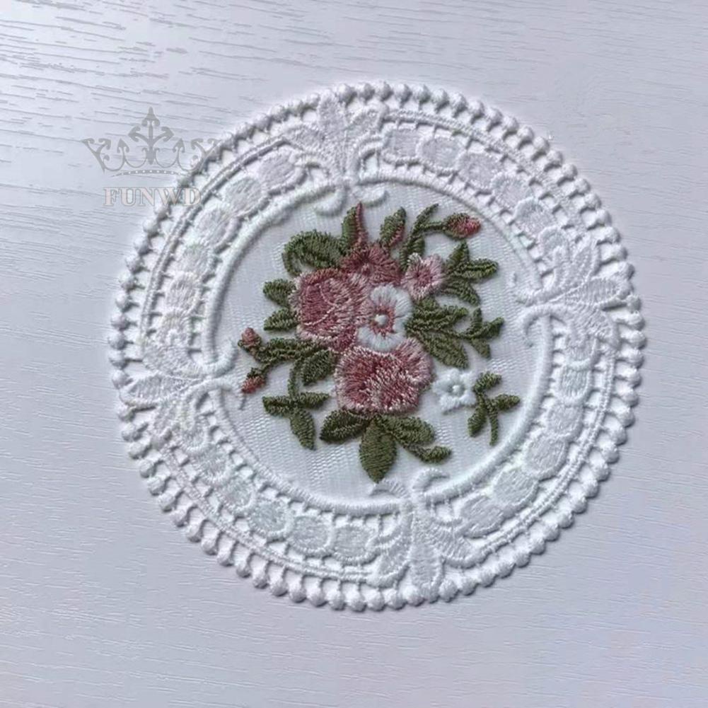 【FUNWD】Table Mat Placemat Washable 12CM Coaster Decoration Desktop Embroidery