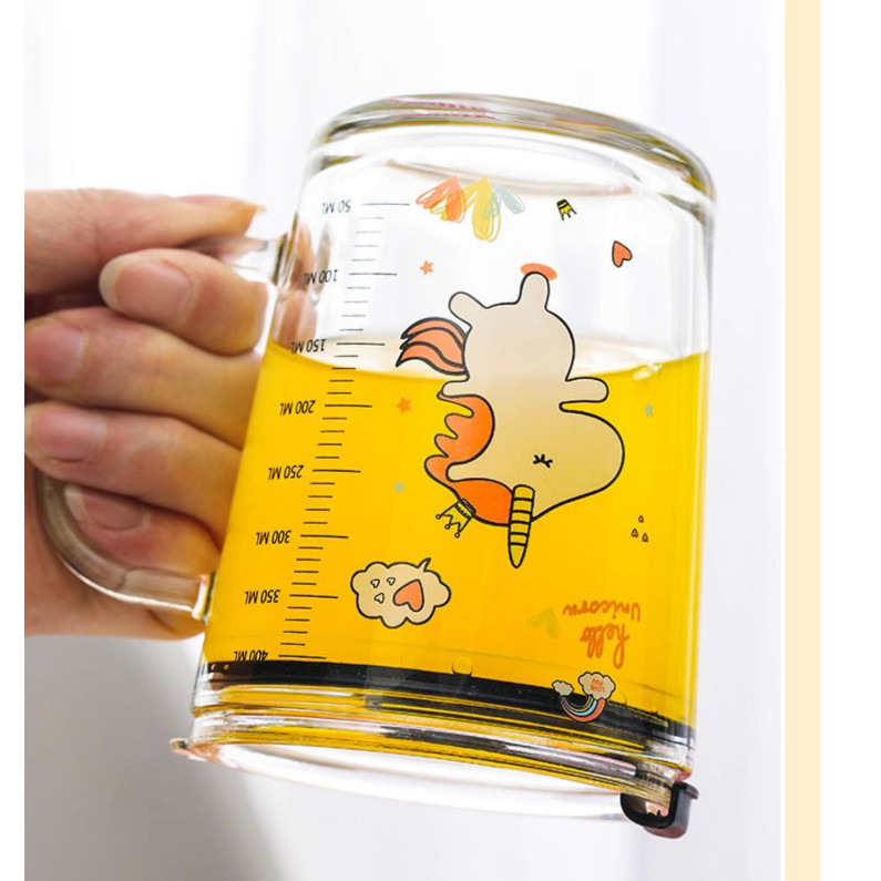 Cốc thủy tinh cho bé Cup Milk 400ml kèm ống hút giao mẫu ngẫu nhiên 3H04