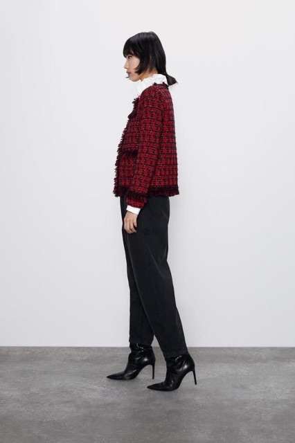 VEST LEN TWEED ĐỎ NOEL #ZARA AUTHENTIC TUỒN STORE