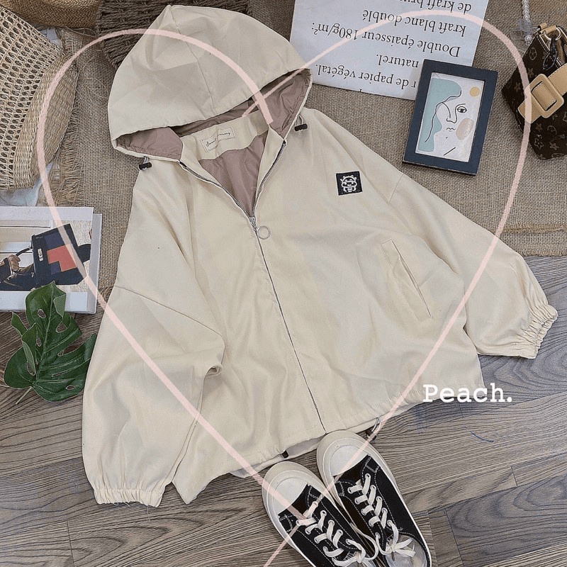 Áo Khoác Nữ Có Nón Chất Da Lộn 2 Lớp Lót Dù Logo Thêu Form Rộng Mặc Che Nắng Chắn Gió Tốt Siêu Hot [NEW UNISEX]