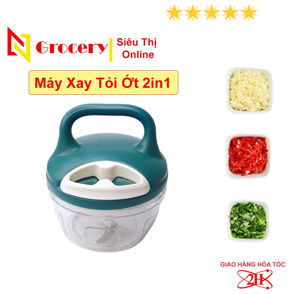 Máy Xay Tỏi Ớt Đa Năng Mẫu Mới, Dụng Cụ Xay Tỏi Ớt Bằng Dây Cót