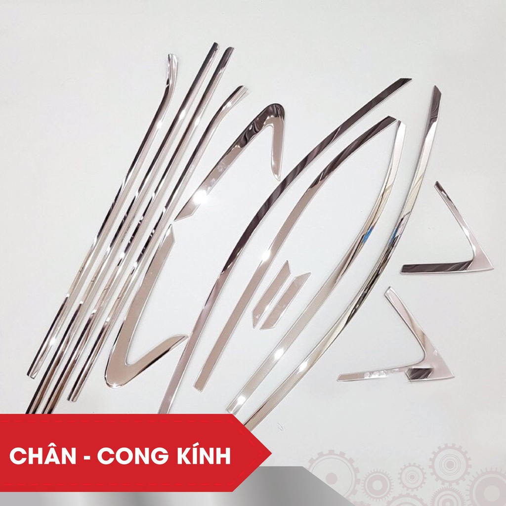 Nẹp viền Chân Kính, cong kính Inox xe Accent 2018 2019 2020 2021 chất liệu inox sáng bóng