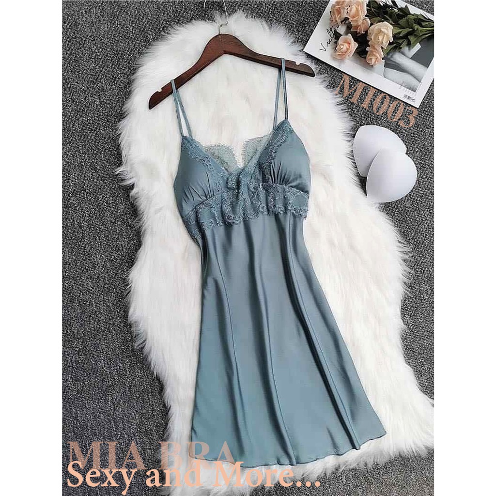 Váy Ngủ Lụa Satin Cao Cấp Sexy 2 Dây Đẹp 💗 FREESHIP 💗 Gợi Cảm Xinh Cute MIABRA M3