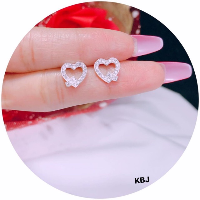 KHUYÊN TAI TIM ĐÍNH ĐÁ - BÔNG TAI NỮ BẠC TA