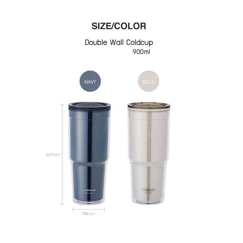 Ly nhựa 2 lớp Lock&Lock double wall cold cup 900ml HAP502 (2 màu) | BigBuy360 - bigbuy360.vn