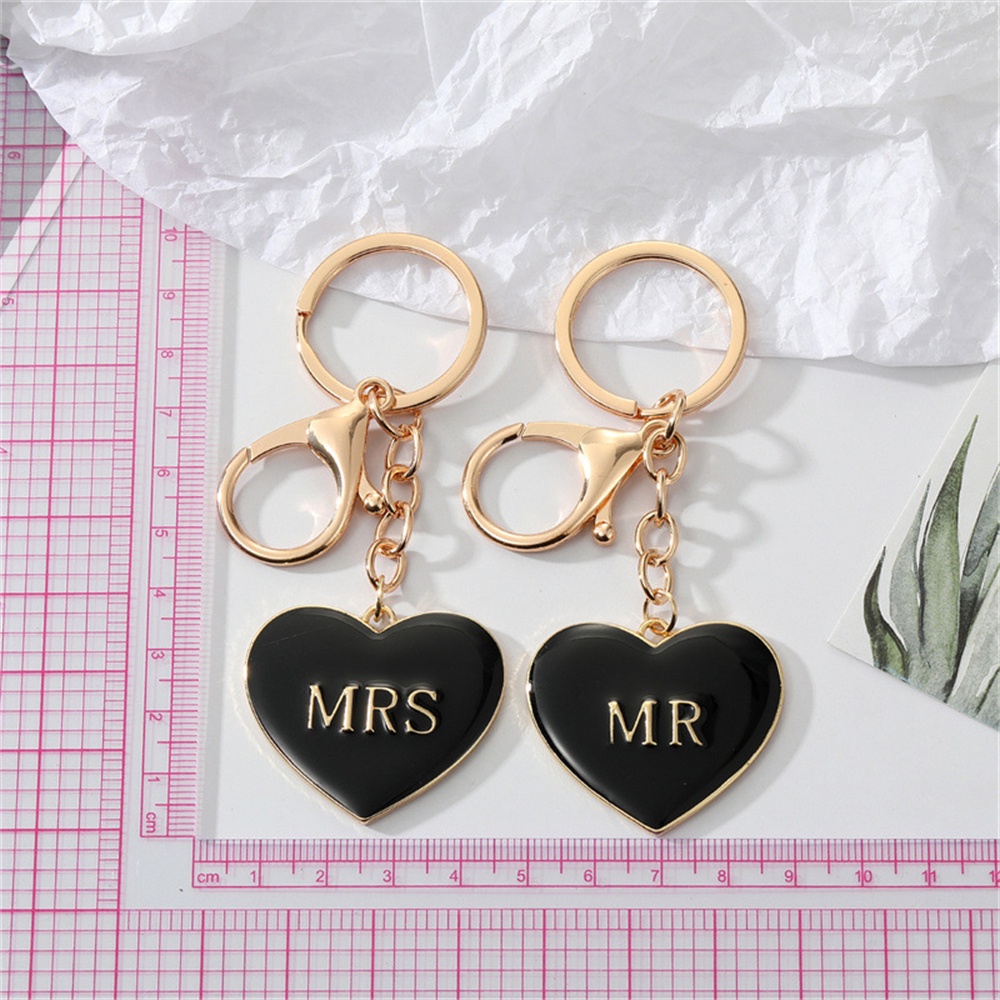 Móc Khóa Mặt Kim Loại Hình Trái Tim In Chữ Mr/Mrs