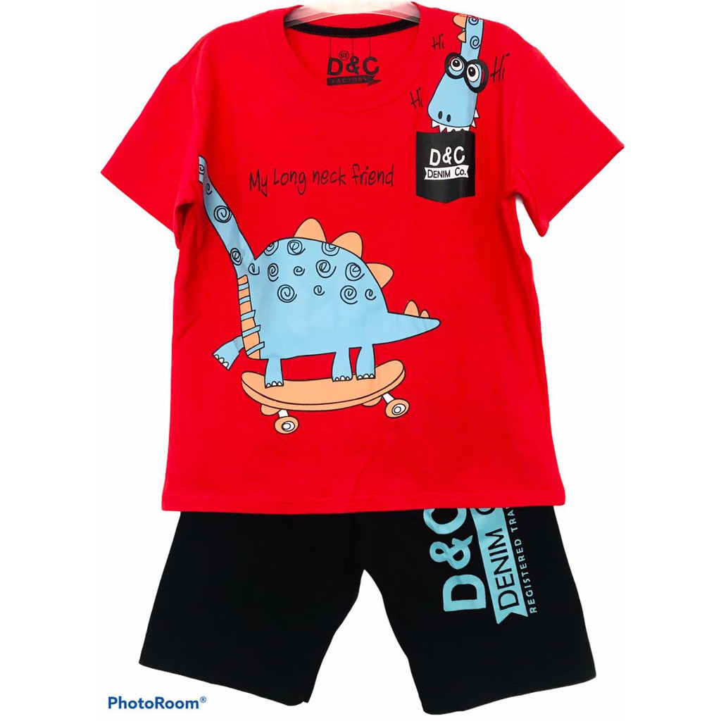 Bộ Đồ Trẻ Em Màu Đỏ Khủng Long Cổ Dài Size 1-10 Tuổi