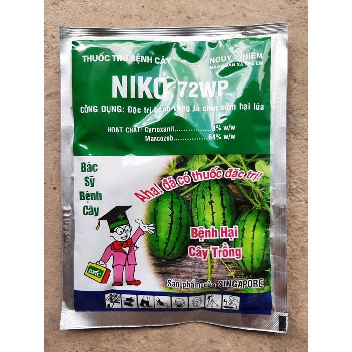 Thuốc trừ bệnh Niko 72WP phòng trừ nấm bệnh gây hại cây trồng, vàng lá chín sớm gói 100gram