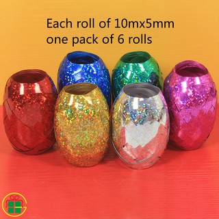 Set 6 Cuộn Dây Ruy Băng 10M * 0.5cm Trang Trí Bong Bóng
