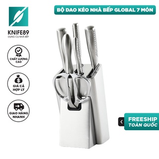Bộ dao kéo nhà bếp global Nhật 7 món cao cấp K02 chất liệu inox 304 cao cấp, gọn nhẹ, cực kỳ sắc bén - Knife89