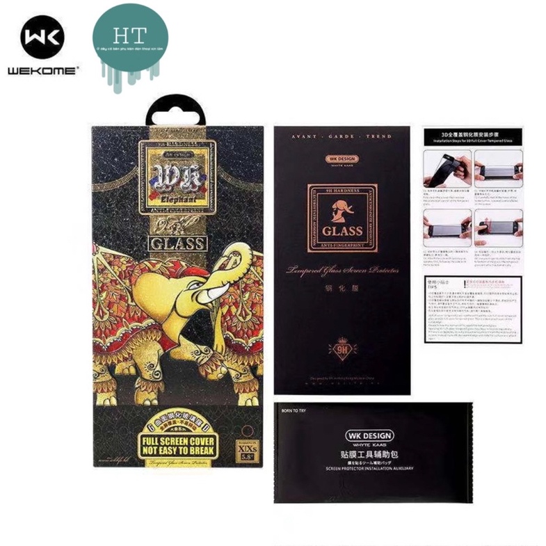 Kính Cường Lực 6D WK - Con Voi Chống Vỡ full màn hình chính hãng cho các dòng iPhone