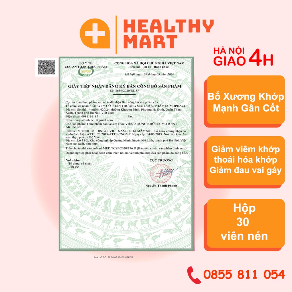 ✔️️️Sumo Joint Akba Glucosamin - Viên Xương Khớp Thảo Dược - Mạnh Gân Cốt, Hết Thoái Hóa, Khỏe Vai Gáy