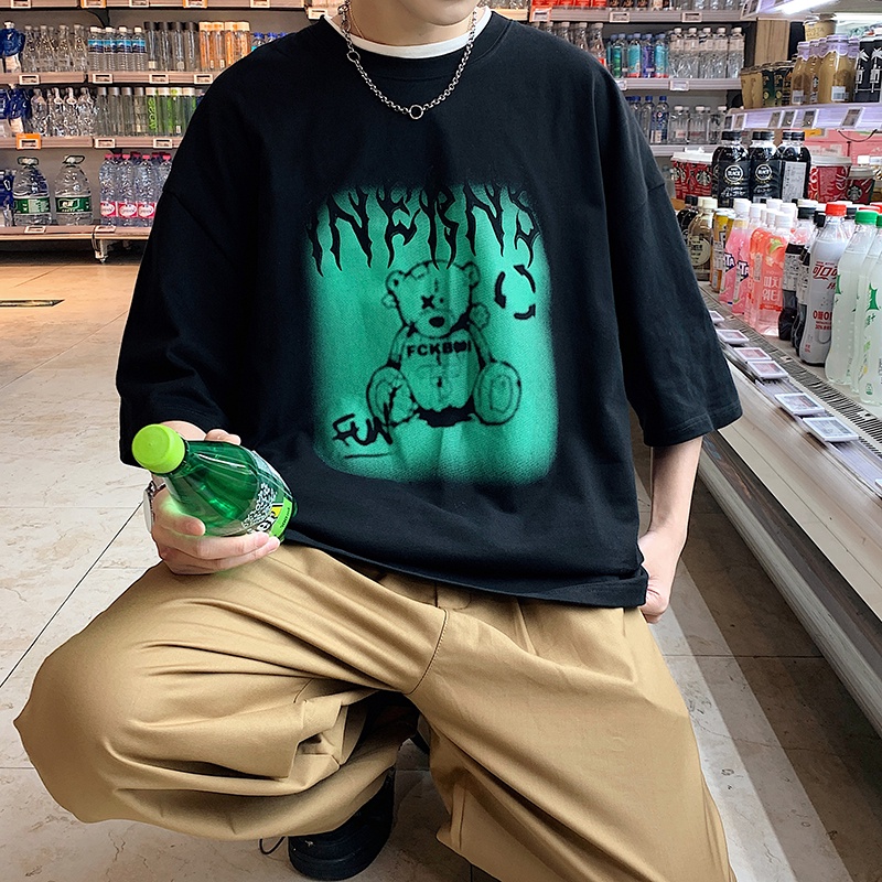 Áo Thun Dáng Rộng In Họa Tiết Hoạt Hình Phong Cách Nhật Bản Thời Trang Mùa Hè Cho Nam