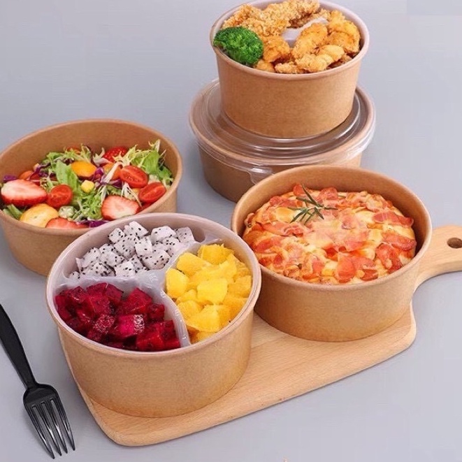 Tô bát giấy 1000ml-750ml set 50cái kèm nắp