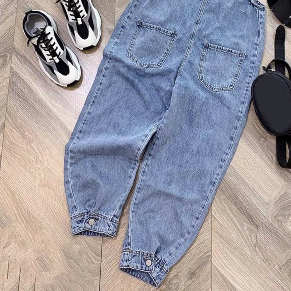 Yếm quần jean dài rách HANOIJEAN - Quần yếm nữ phong cách hàn quốc | BigBuy360 - bigbuy360.vn