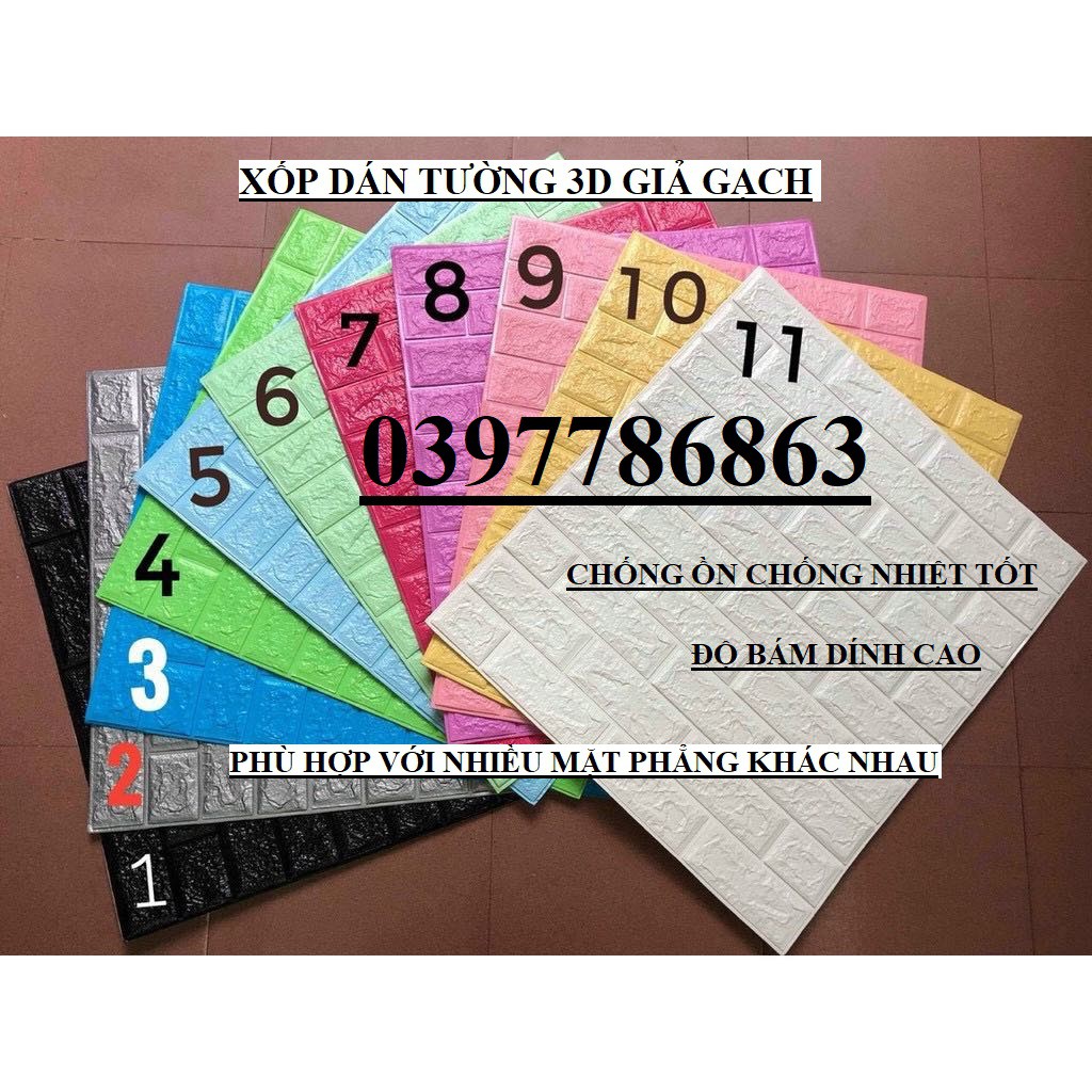 XỐP DÁN TƯỜNG GIẢ GẠCH 70X77CM CHUẨN HÀNG 3.5MM GIÁ RẺ BẮC NINH