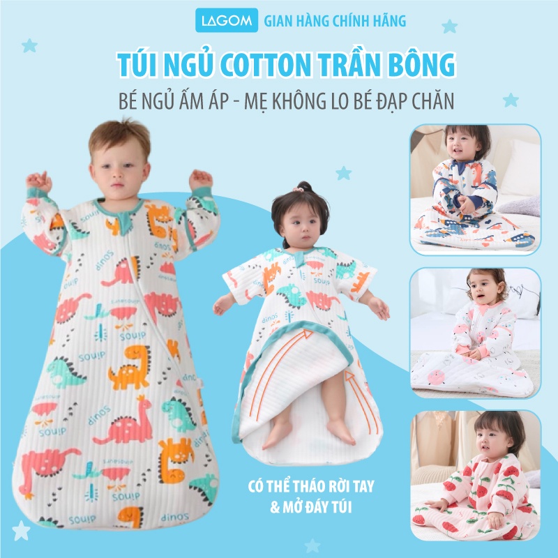 [15-25độ] Túi Ngủ Cho Bé Mùa Đông Cotton Trần Bông Ấm Áp, Dạng Áo (Video + Ảnh Thật)