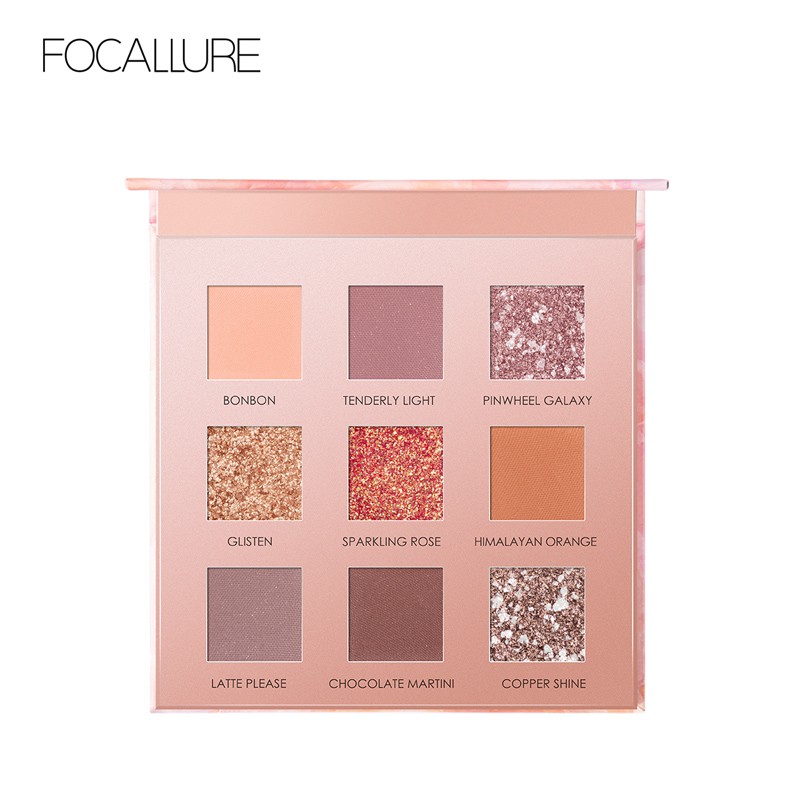 Bảng phấn mắt FOCALLURE 9 màu tông lÌ và ánh nhũ chống nước cao cấp 11.25g | BigBuy360 - bigbuy360.vn