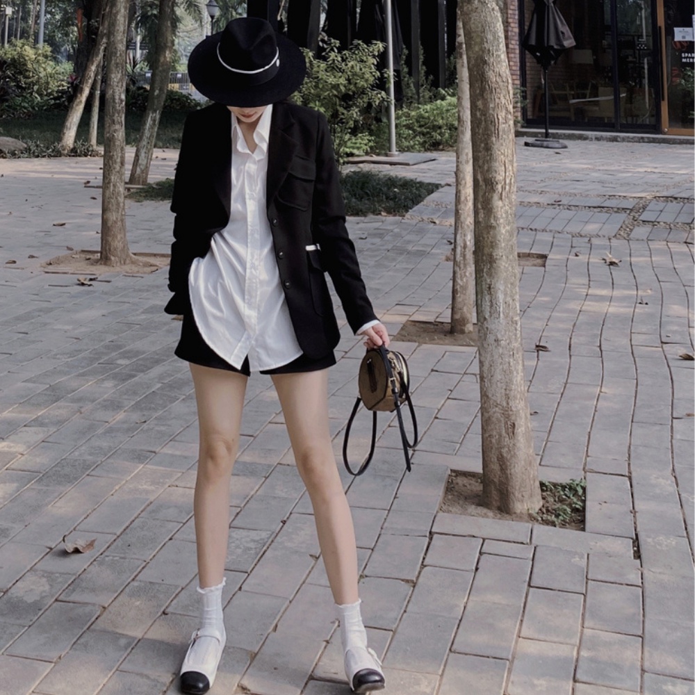 Áo blazer nữ dài tay viền túi mẫu áo vest khoác ngoài phong cách công sở BOHEE A214