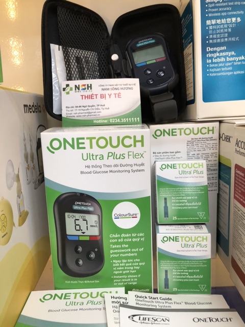 (lọ 25 que) Que thử test thử đường huyết tiểu đường onetouch One Touch Ultra Plus Flex Johnson &amp; Johnson