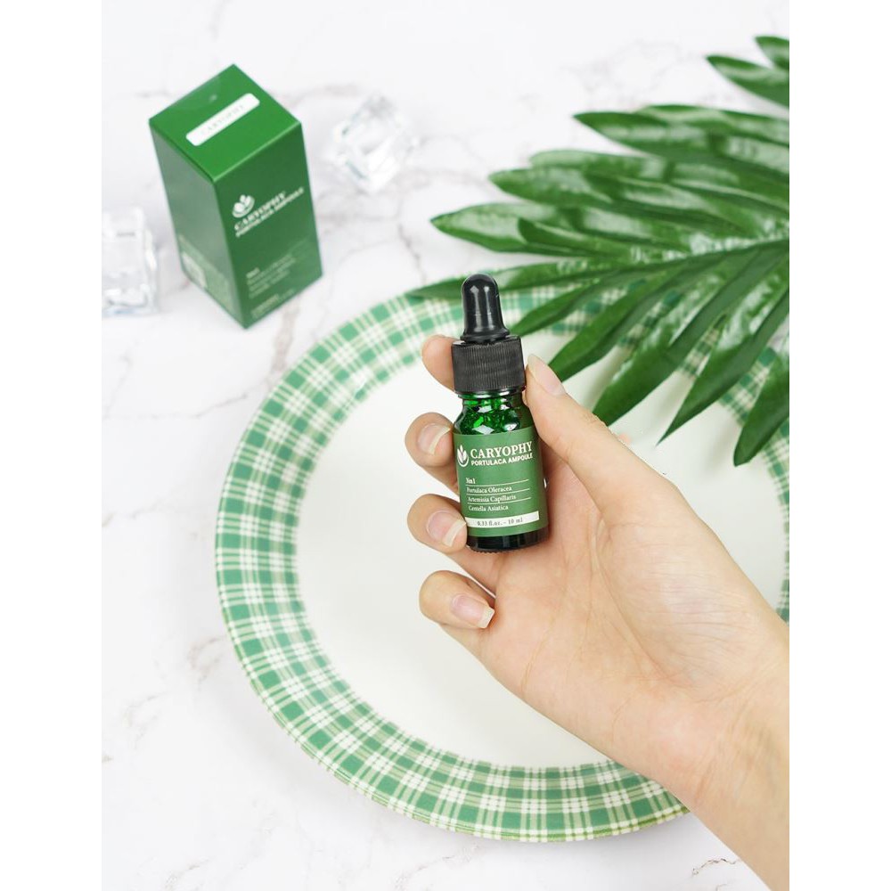 Tinh chất giảm mụn, làm mờ thâm Caryophy Portulaca Ampoule 10ml + Tặng 1 Mặt nạ dưỡng da giảm mụn Caryophy