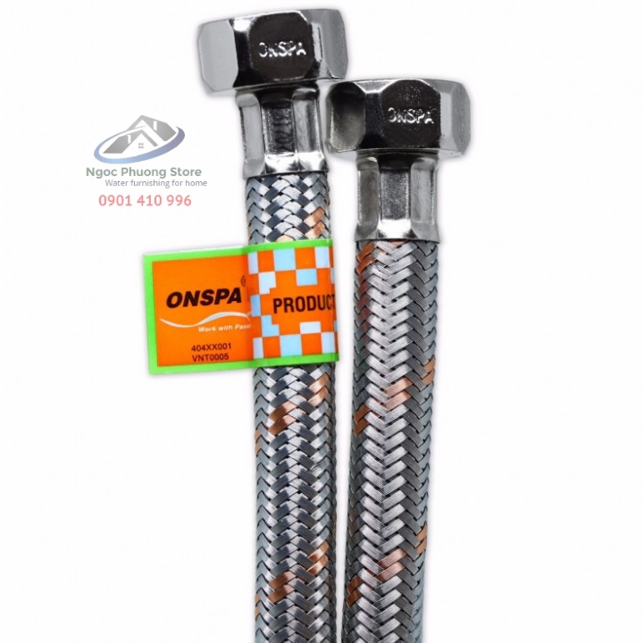 Dây cấp nước Inox 304 ONSPA ĐÀI LOAN độ dài 3 tấc  đến 2 mét  - Mã 102XS01