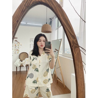 Bộ Pijama bộ đồ ngủ quần cộc bộ mặc nhà chất thô cao cấp [ ảnh thật tự chụp]