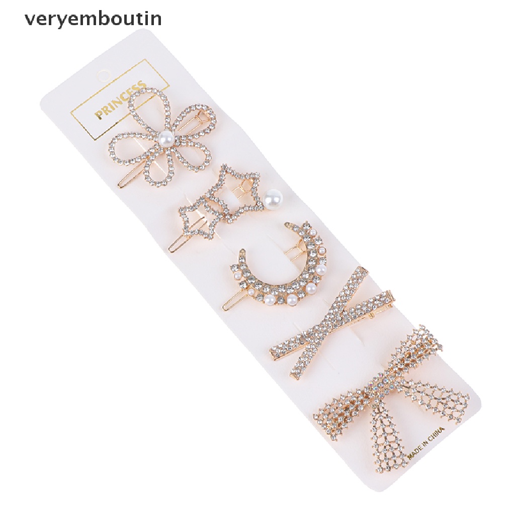 Set 5 kẹp tóc đính đá thời trang cho nữ