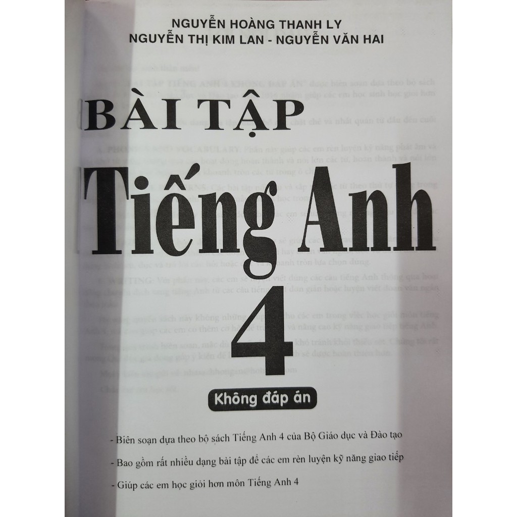 Sách - Bài tập Tiếng Anh 4 (Không đáp án)