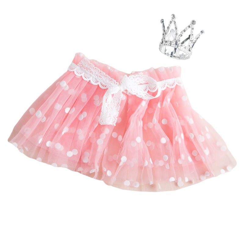 Set 2 Món Váy Ngắn + Vương Miện Đội Đầu Làm Phụ Kiện Chụp Ảnh Cho Bé Sơ Sinh