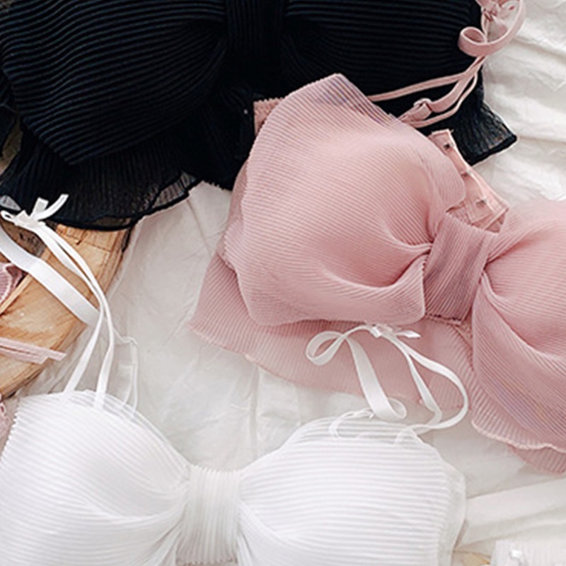 Youyo Set 2 Món Áo Ngực + Quần Lót Ren Nhiều Lớp Có Diềm Xếp Nếp Đính Nơ Cho Nữ