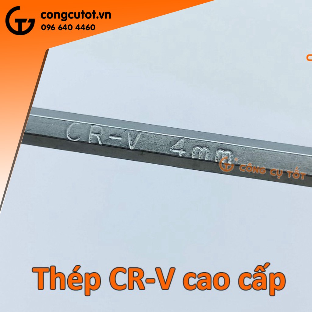 Lục giác đầu bi lẻ chữ L 145x27mm thép CrV trắng (bán lẻ)