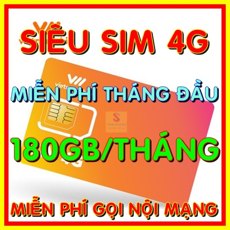 [Miễn Phí 1 Tháng] Sim 4G Vietnammobile Data 6GB/ngày - 180 GB/tháng