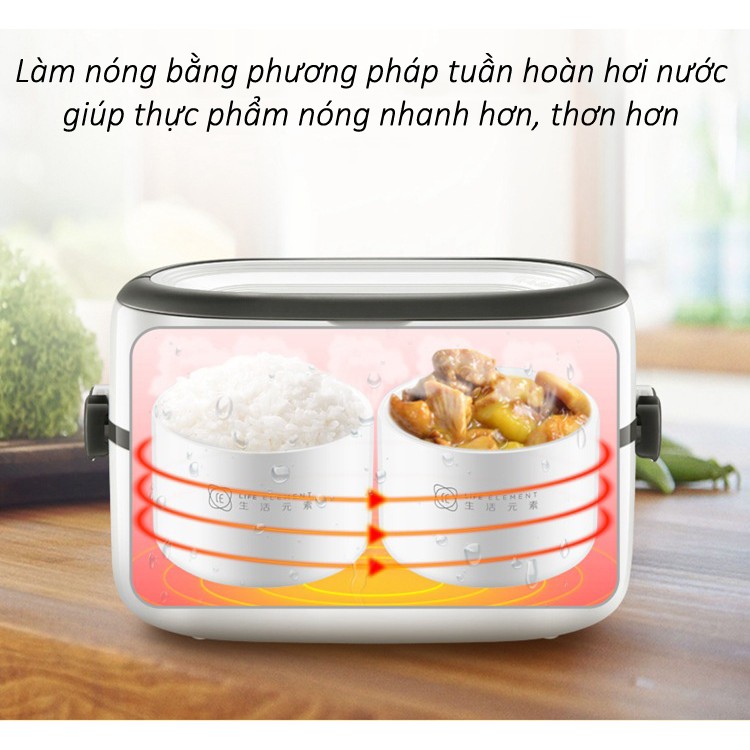 Hộp cơm cắm điện Life element DFH-F100, 1 tầng 2 bát gốm sứ, nấu chín, hâm nóng và giữ nhiệt