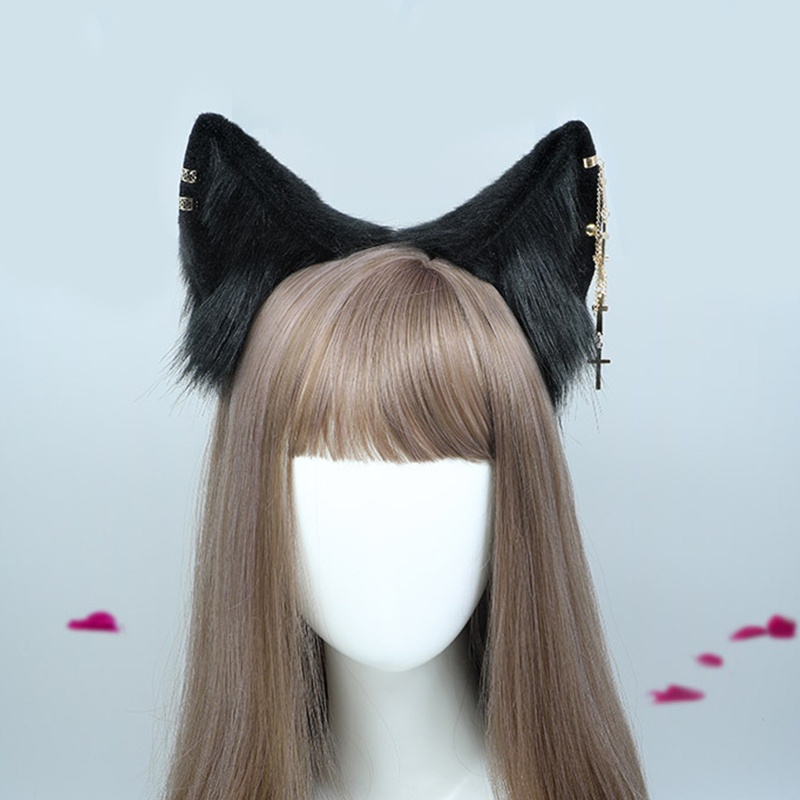 Băng Đô Tai Mèo Bằng Vải Lông Nhân Tạo Phong Cách Lolita Dành Cho Nữ