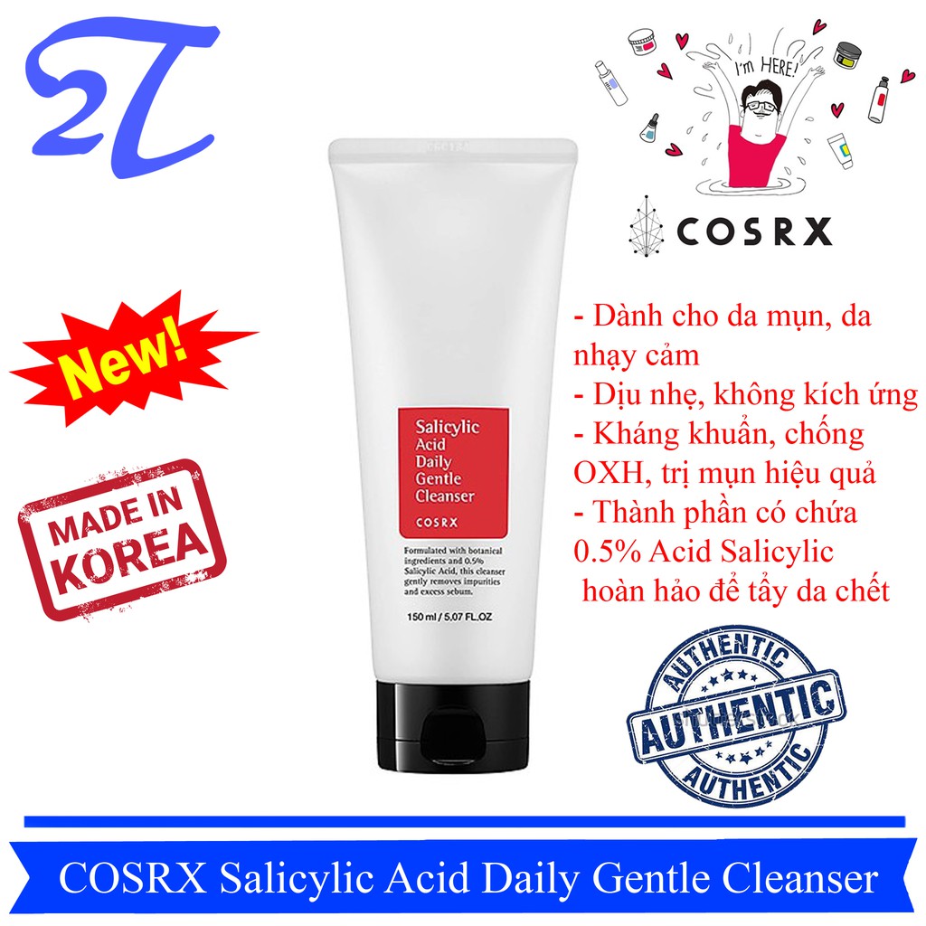 Sữa rửa mặt cho da mụn nhạy cảm Cosrx Salicylic ACID Daily Gentle Cleanser 150ml