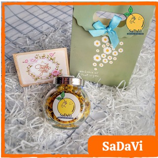 Túi Quà Tặng Trà Hoa Ý Nghĩa (Được Lựa Chọn Trà Hoa Các Vị) - Set Quà Tặng Trà Hoa Hũ Tròn