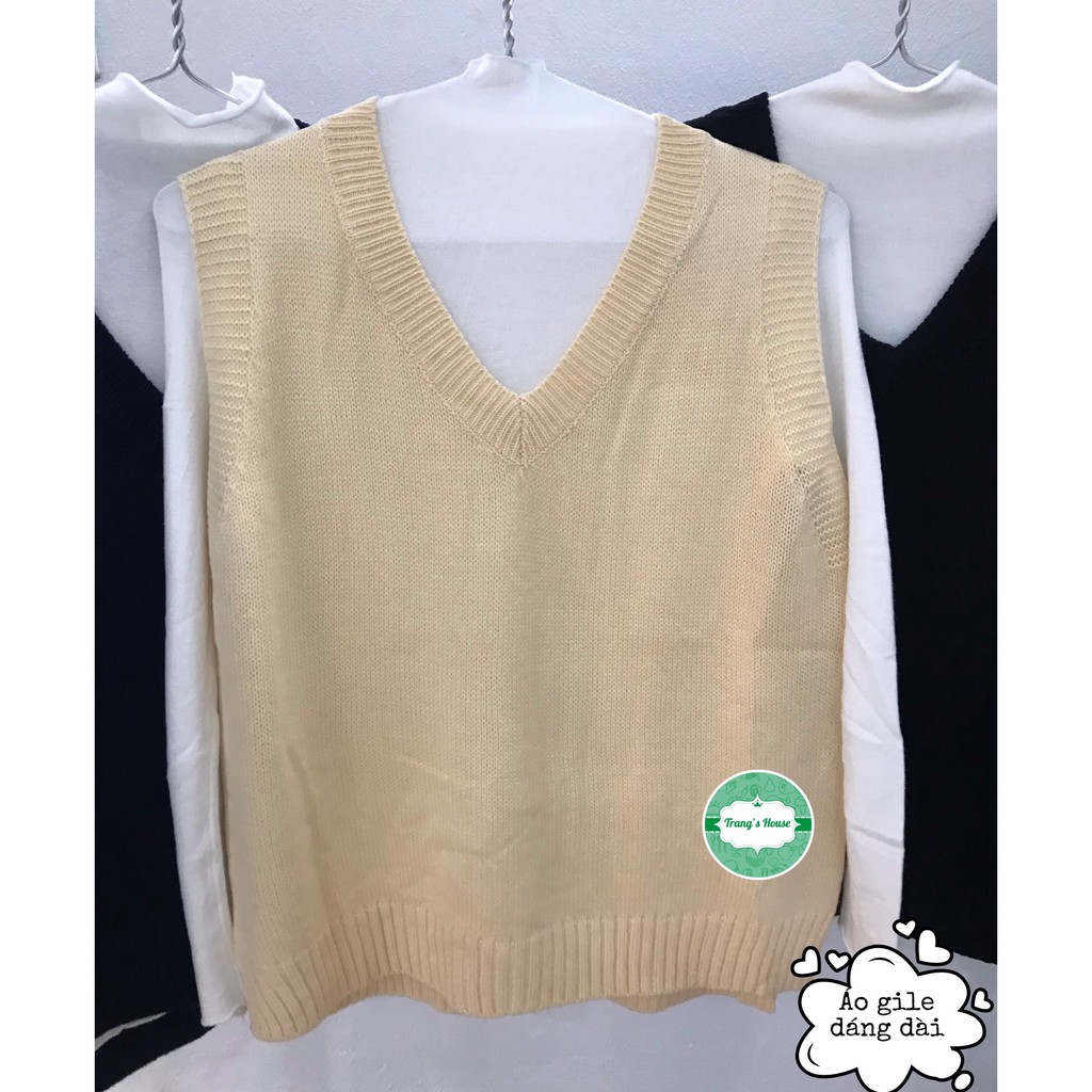 Áo gile len nữ tăm mịn cao cấp cổ V đen, trắng,hồng,vàng mặc cùng áo len cổ lọ cực xinh MSP428 | BigBuy360 - bigbuy360.vn